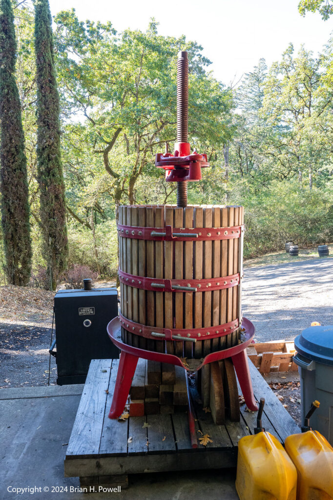 Wine press at Natalie's Estate Winery